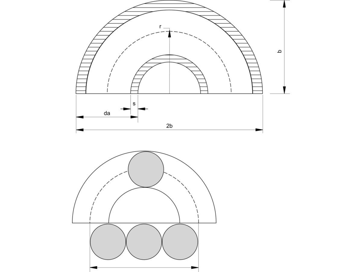 Siederohrbogen nahtlos 180° 3d  42.4 mm - S235, WS = 2.6 mm, Rad. 48 mm