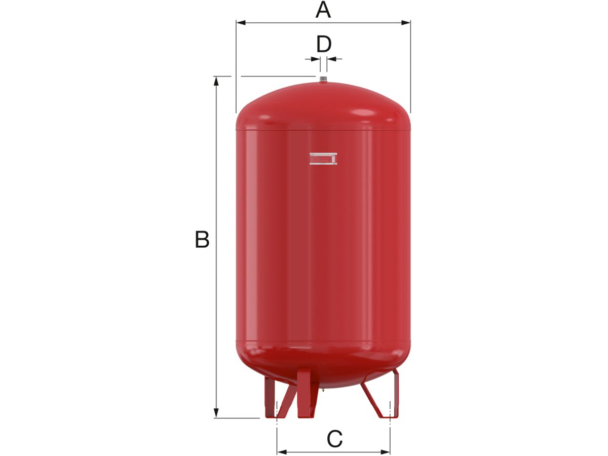 Druckausdehnungsgefässe FLAMCO Flexcon - 300 l, 1" Vordr. 1.5 bar 600 x 1330 mm