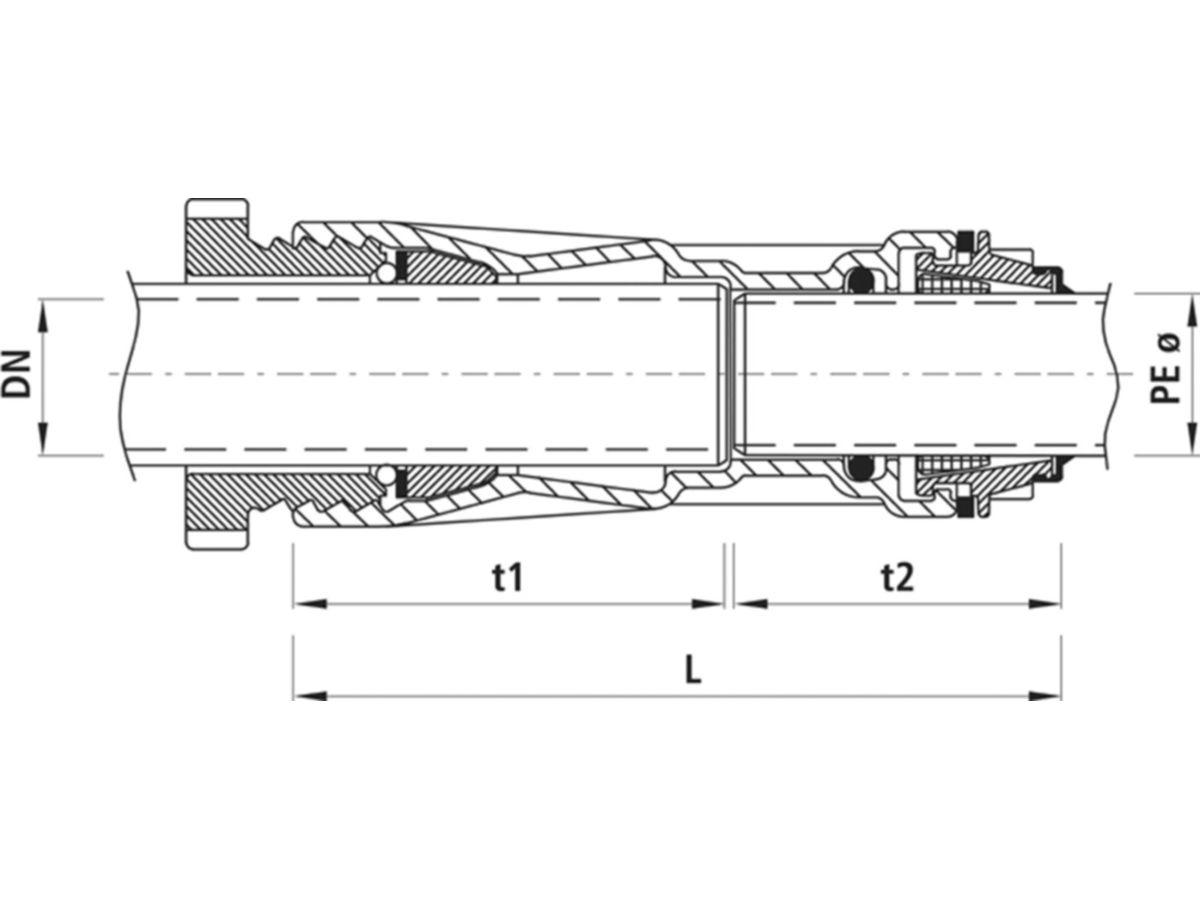 Übergangsstück Guss/PE  DN 40, d 40 mm - 6370