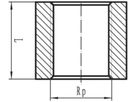 Rohrmuffen schwarz halb  1/4" - (DIN 2986) L=11mm