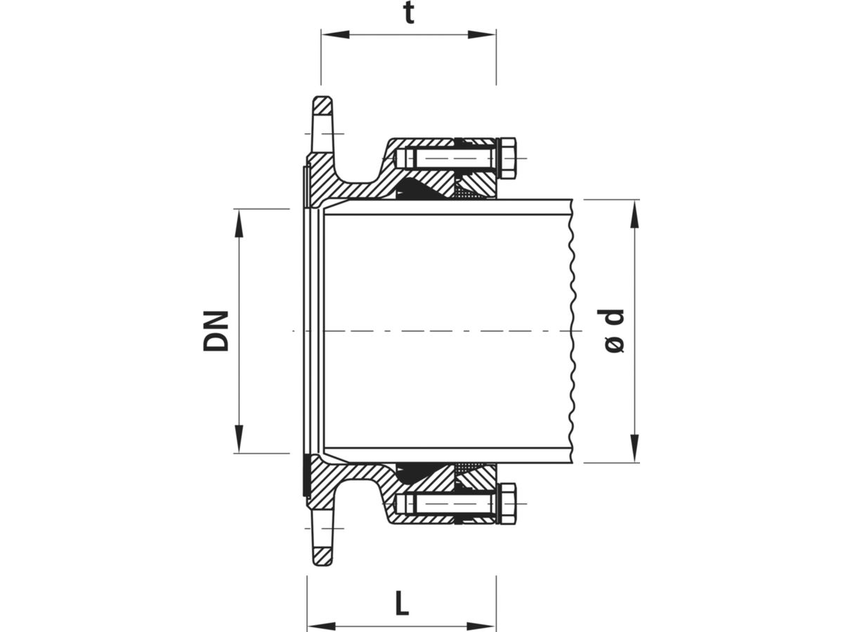 Steckmuffen-Flansch System 2000 - DN 200, d 250 mm, PN 10