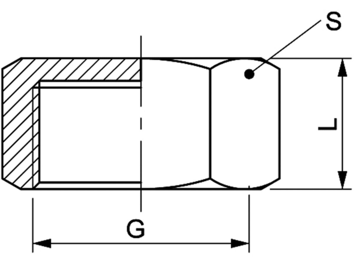 Kappe kurz Messing CW617N - flachdichtend, ohne Dichtung