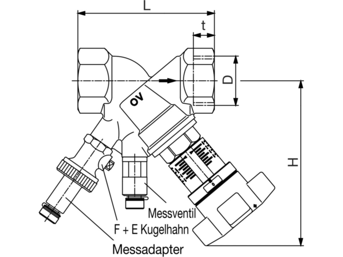 Oventrop Strangregulierventil VTR - Hydrocontrol mit montiertem Anschluss