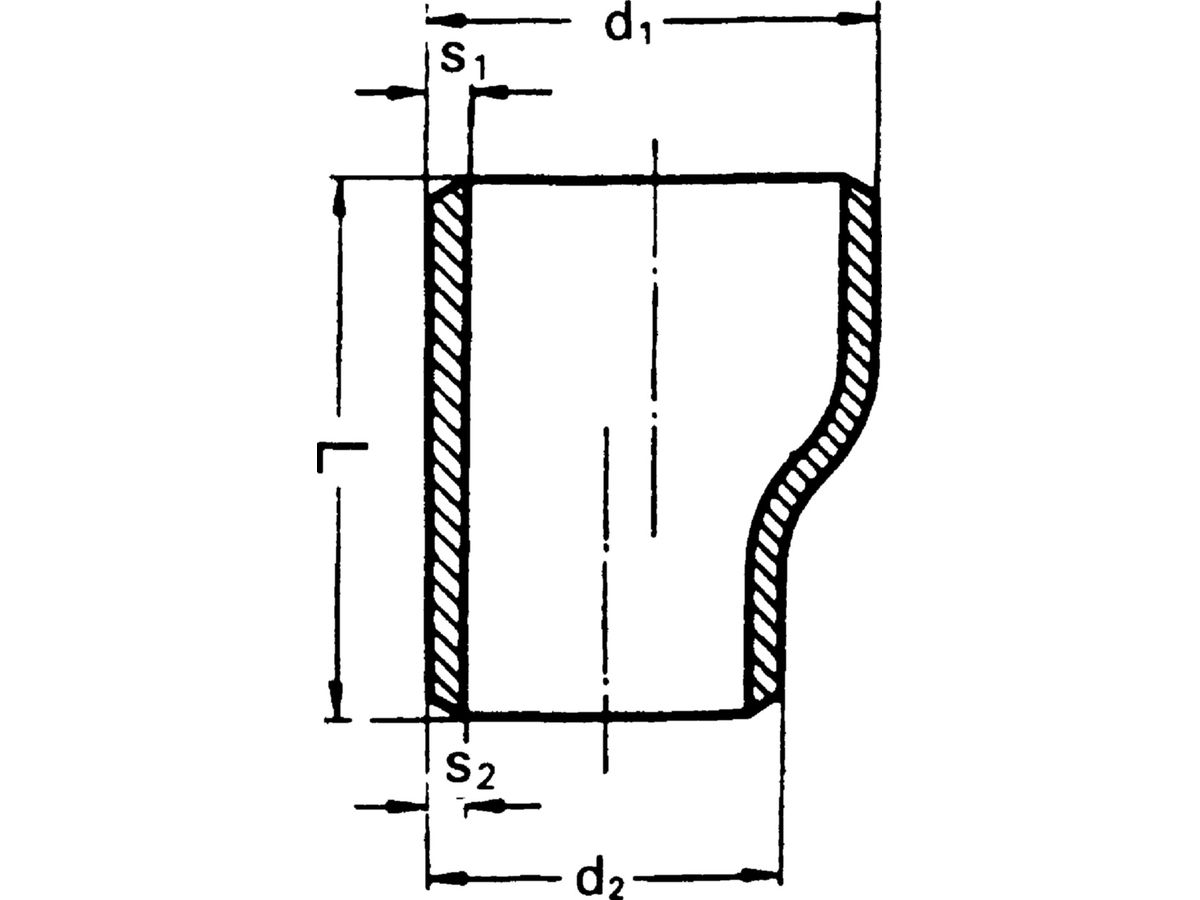 Schweissreduktion 219.1 x 168.3 mm - exzentrisch nahtlos EN 10253-2 P235GH