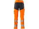 Hose mit Knietaschen, Stretch, Gr. 82C46 - hi-vis orange/schwarzblau, 92% PES/8%EL