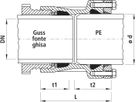 Verbinder PN 16  DN 150, d 200 mm - System 2000/Schraubmuffe  7230